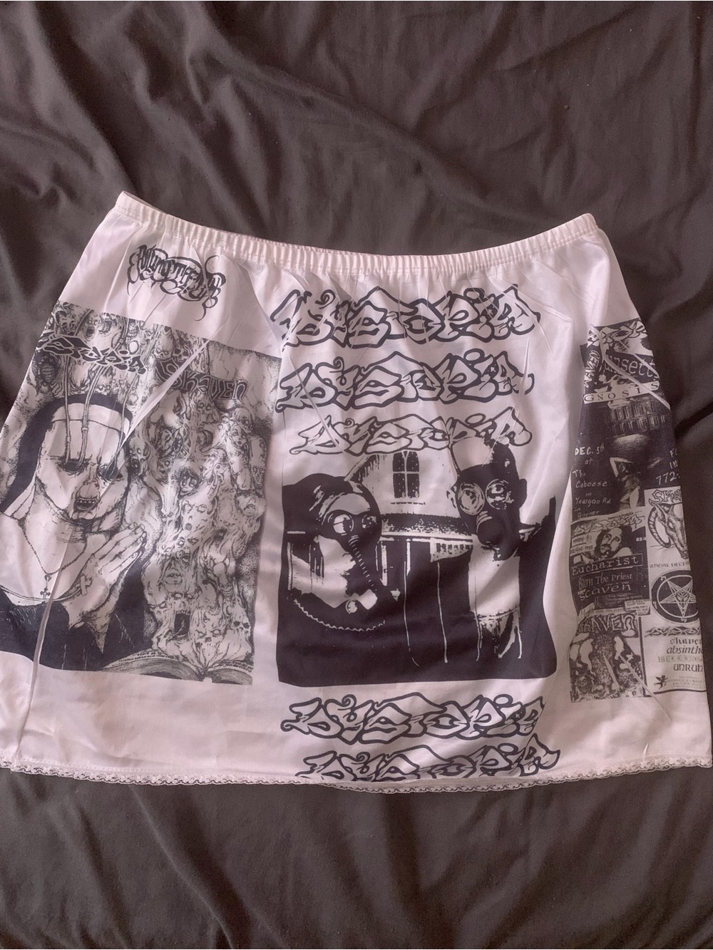 HAVOC Graphic Print Black and White Mini Skirt